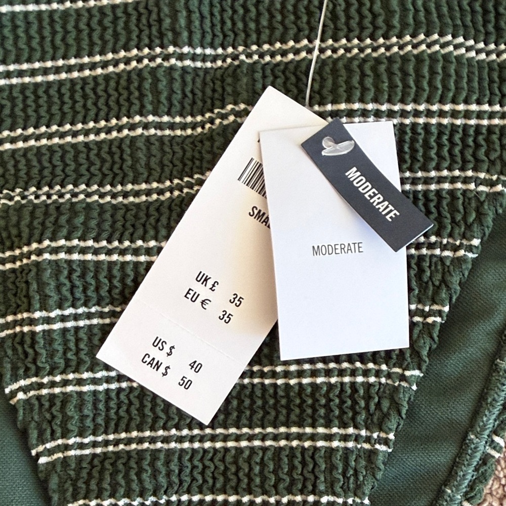 NWT Abercrombie & Fitch Green Striped Bikini Bottom - Picture 4 of 4